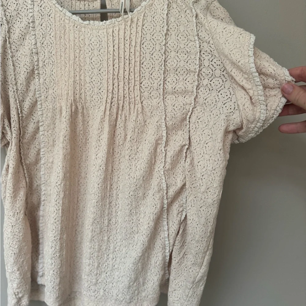 Anthropologie Ruffle Sleeved Cream Lace Blouse - Picture 8 of 13